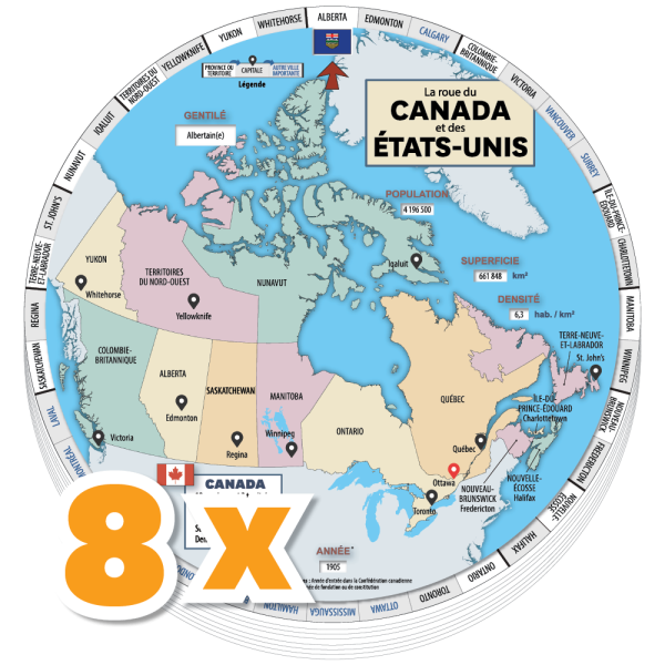 COMBO : 8 x La roue du Canada et des États-Unis